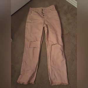 pink straight leg jeans